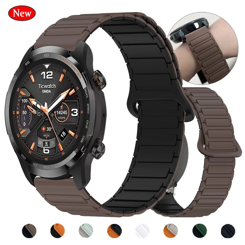 سوار سيليكون مغناطيسي لـ TicWatch Pro 2020/2021/Pro 3 Ultra GPS/LTE Band TicWatch E 2 E2 E3 S2 GTX GTH GTW 20 مللي متر 22 مللي متر حزام #1