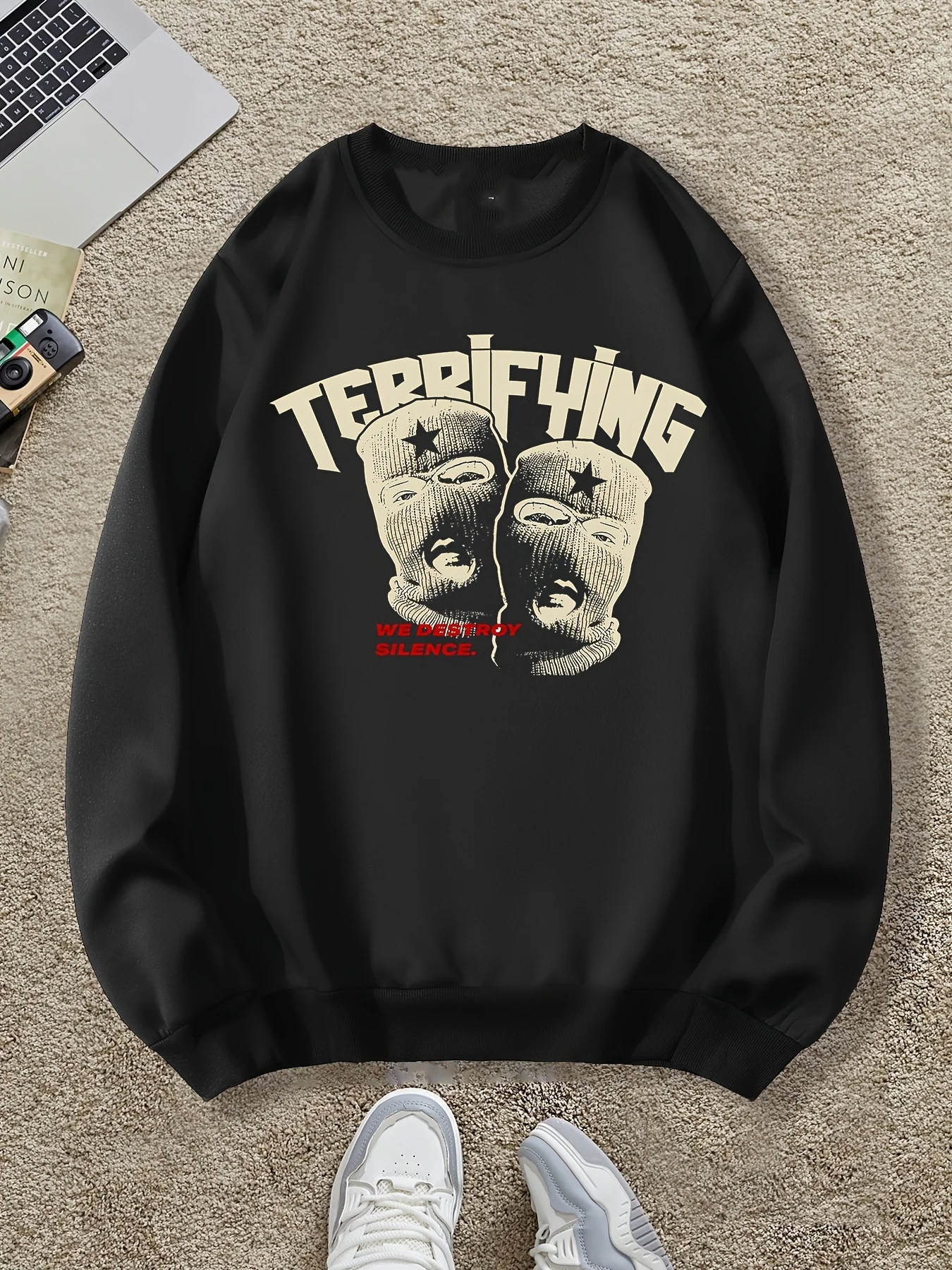 

Retro Pattern Print Autumn and Winter Men's and Women's Long Sleeved Sportswear Sweatshirt Casual Loose Outdoor Street Sports