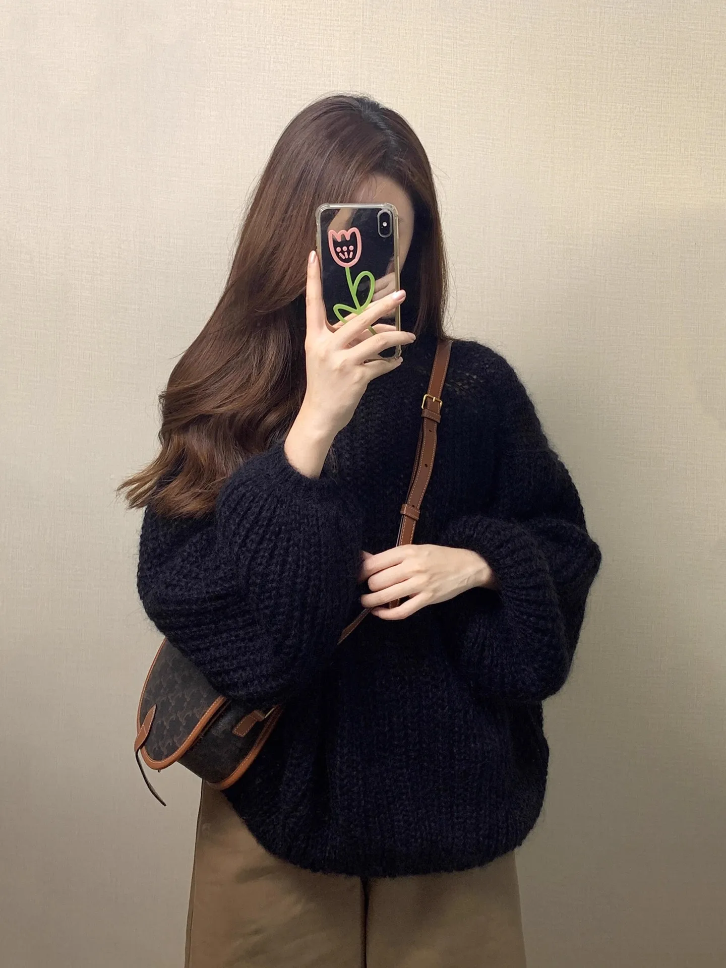 Ladies' Bla round Ne Knitted Sweater Autumn Winter Outerwear Comfortable Loose Fit Long Sve Casual Sle Faionable K...