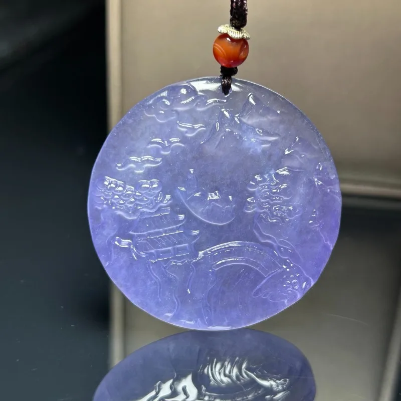 

Elegant Temperament High Ice Purple Landscape Round Brand Necklace, Suitable for Both Men and Women