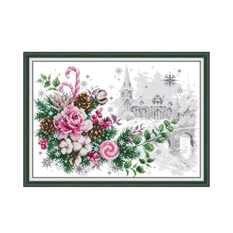 Christmas Celebration Bouquet cross stitch kit 14ct 11ct count print canvas sew cross-stitch embroidery DIY handmade needlework