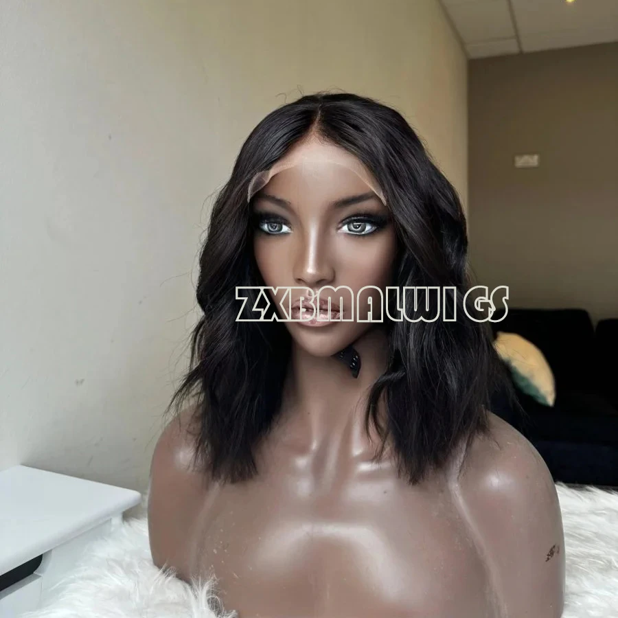ZXBMALWIGS Bob Body Wavy 13x4 Synthetic Hair Glueless Lace Front Wigs For Women Short  Lace Frontal Wig Fiber Cosplay Daily