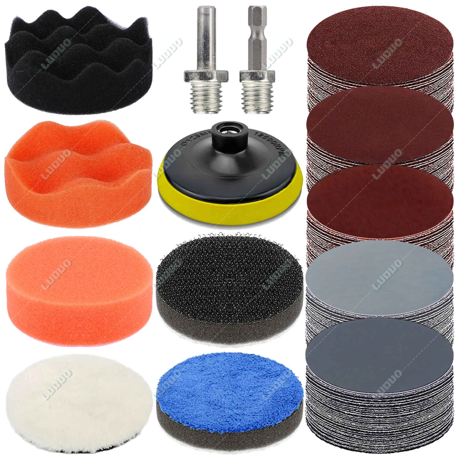 3, 4, 5, 6, 7 Zoll Körnung 100–5000 Schleifpapier Polieren Wachsen Schwamm Polieren Schnittstelle Pad Auto Scheinwerfer Restaurierung Kit Schleifscheibe – Detail 1