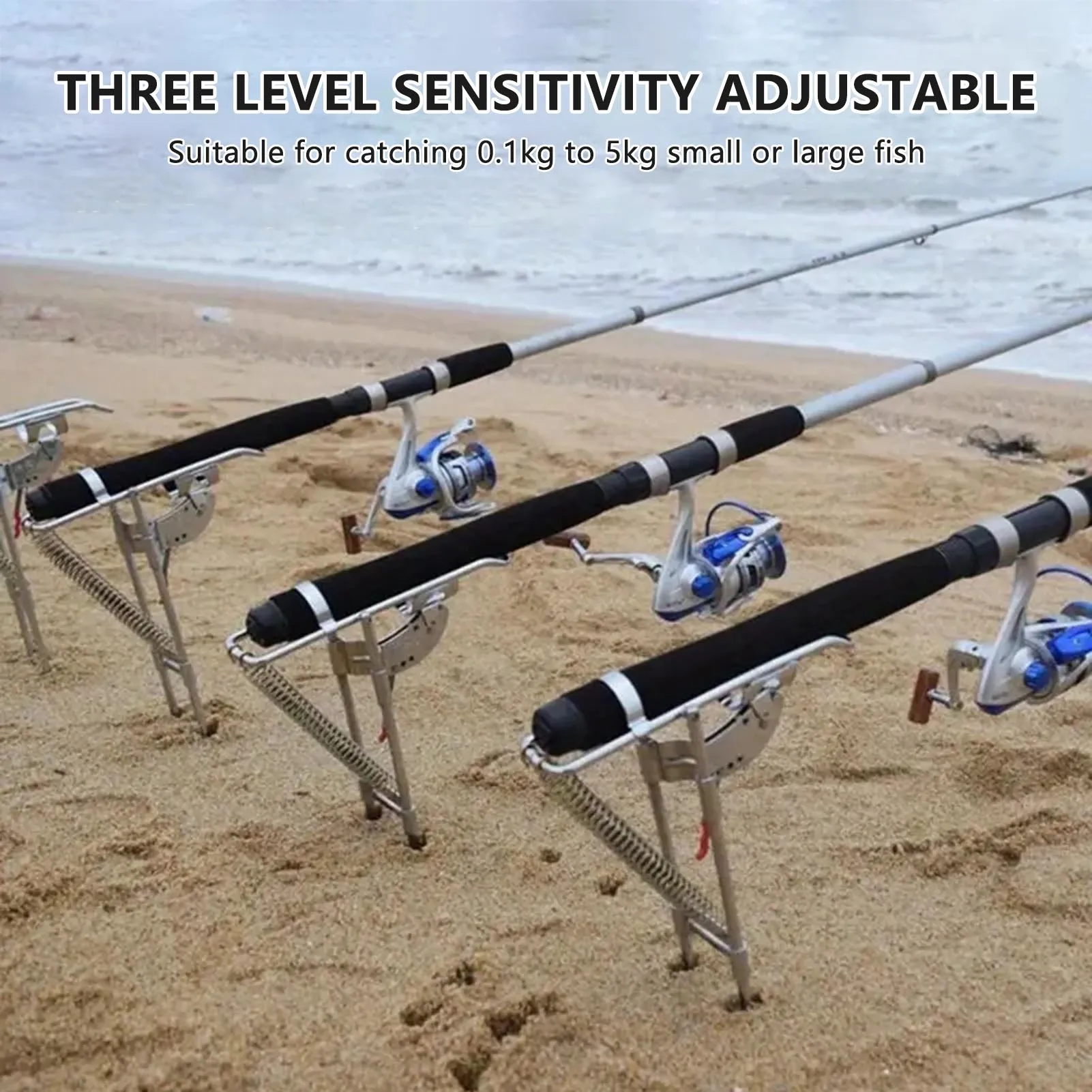 Automatic Spring Fishing Rod Holder High Sensitivity Durable Ground Support Brackets Suitable for Sea Lake River Fishing