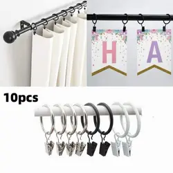 10pcs Curtain Rings Clips Metal Decorative Rustproof Drapery Window Curtain Hanging Ring Hook Hanging Clothes Clip Hanger