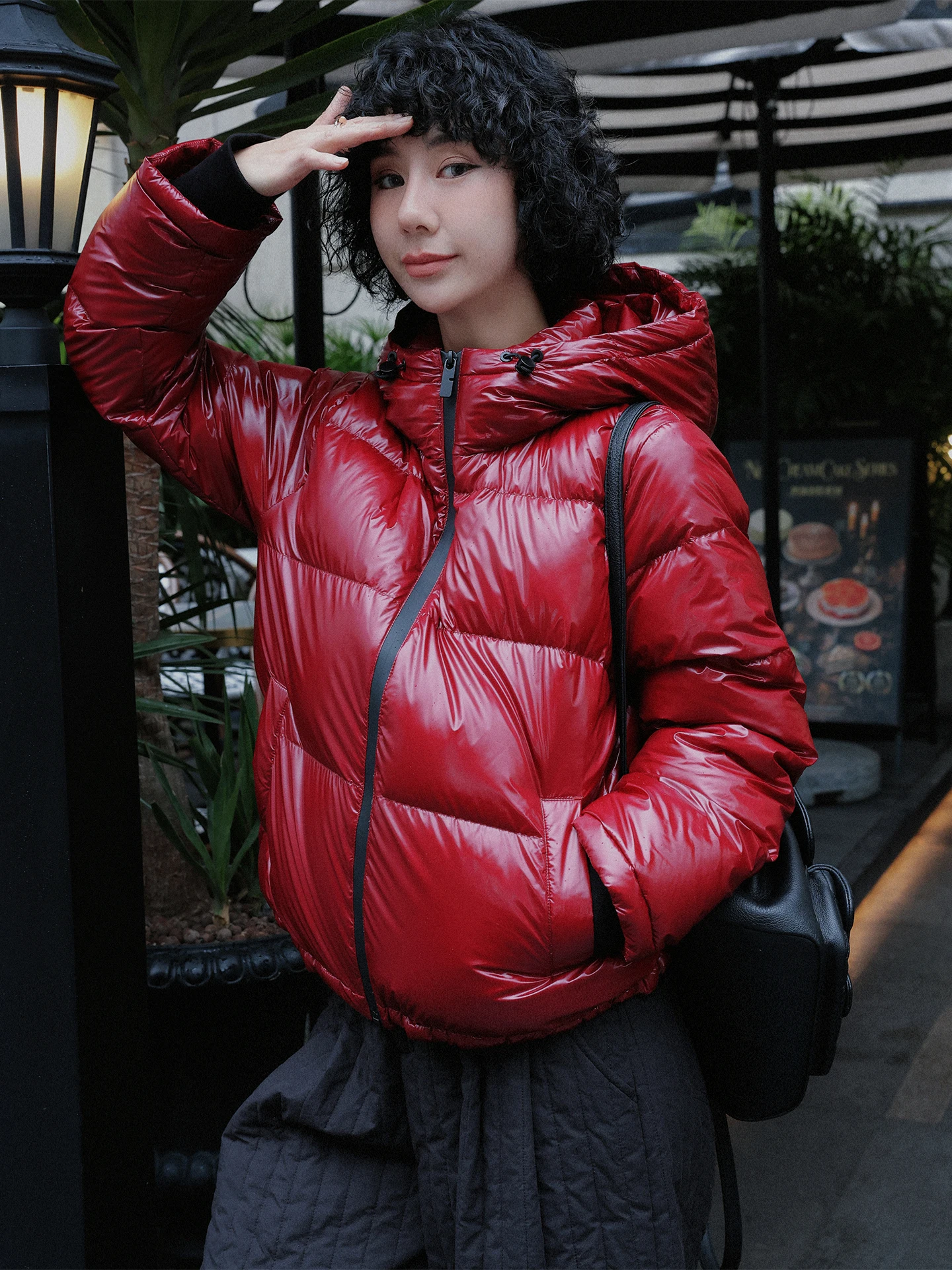 

Красное женское зимнее пуховое пальто Thiened, теплое, прямого кроя, для повседневной носки, на молнии, модель S...