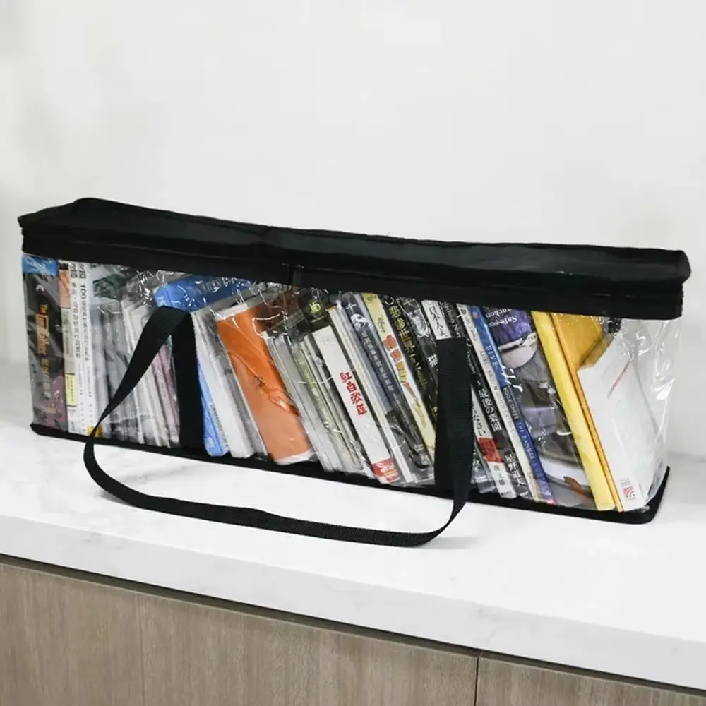 

Bookshelf Dust Proof Book Storage Bag 60cm Clear CD Holder Case with Handles Waterproof DVD Carry Bag Kids Toy