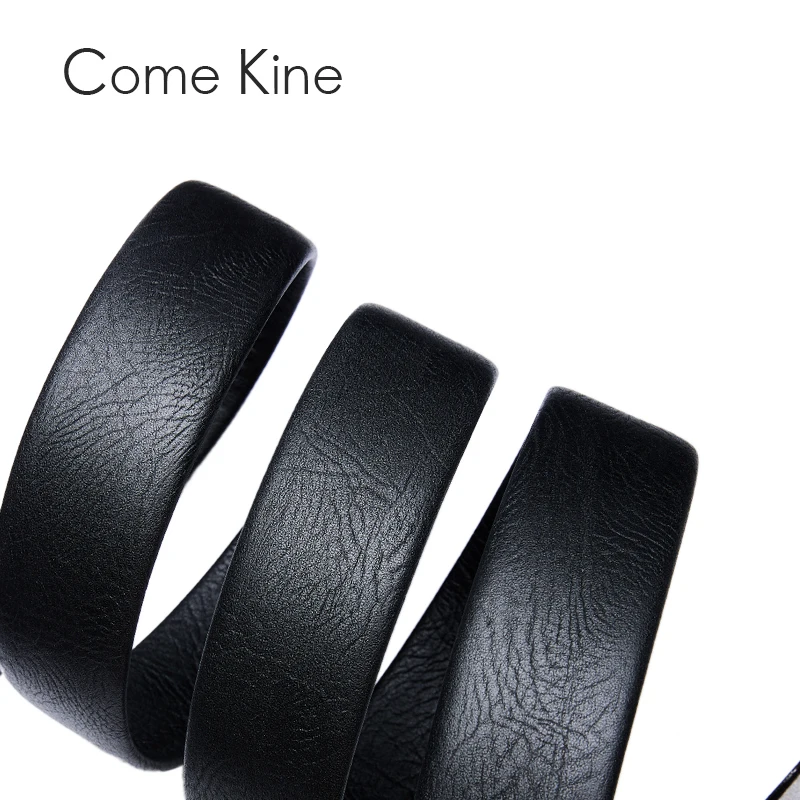 Come Kine Men Belt Male Genuine Leather Belt Business Simplicity Strap Belts For Men Automatic Buckle Silver Gray Men's Belts