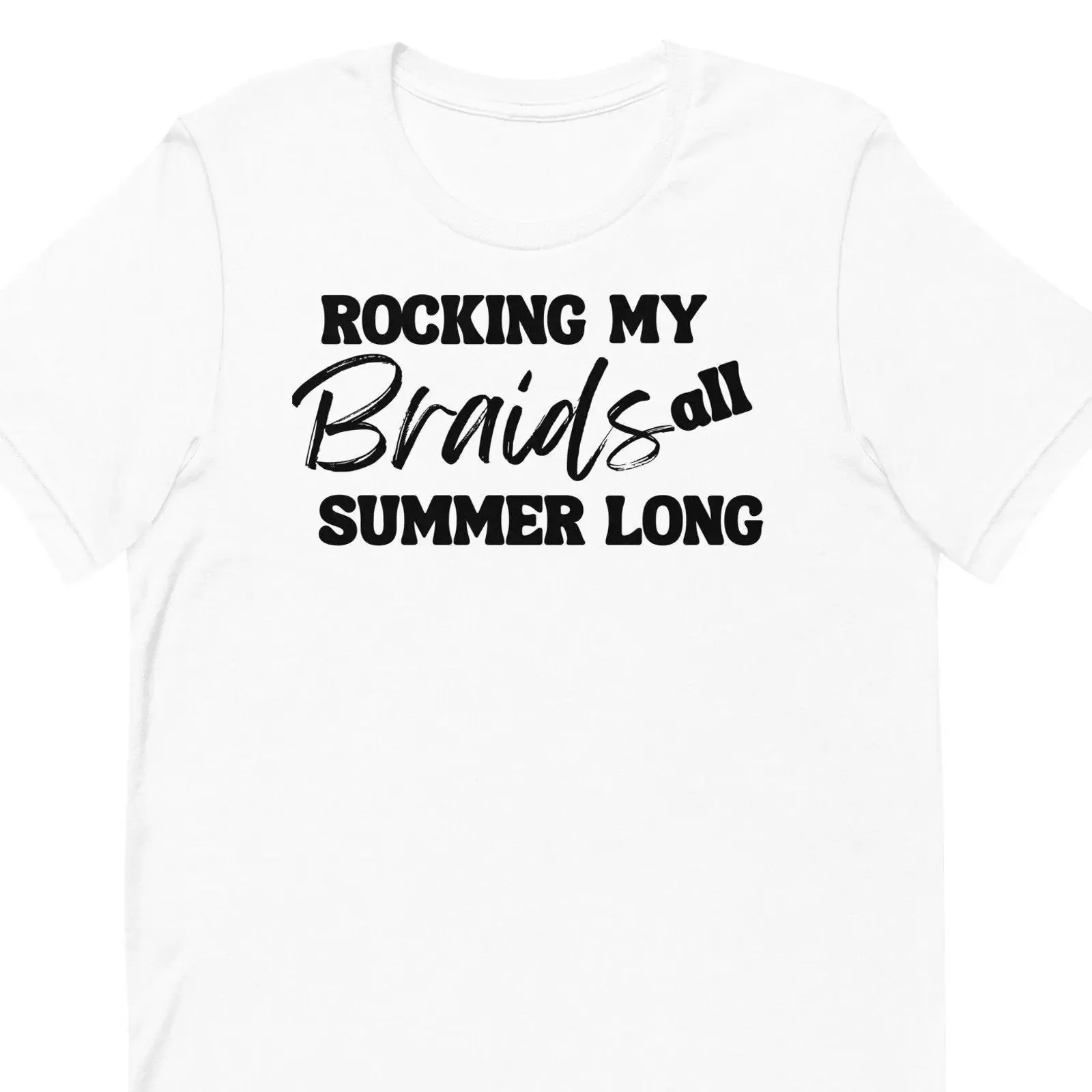 Rocking My Braids all Summer Long t shirt Afro Woman Natural Hair Melanin vintage Washed Slightly Soft Casual homme Stylish