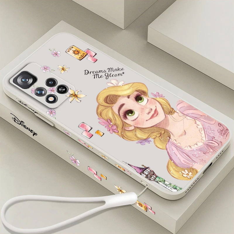 Princess Tangled Rapunzel Liquid Left Rope For Xiaomi Redmi Note 13 12 12S 12R 11 11T 11S 10 10S Pro Plus 5G Cover Phone Case