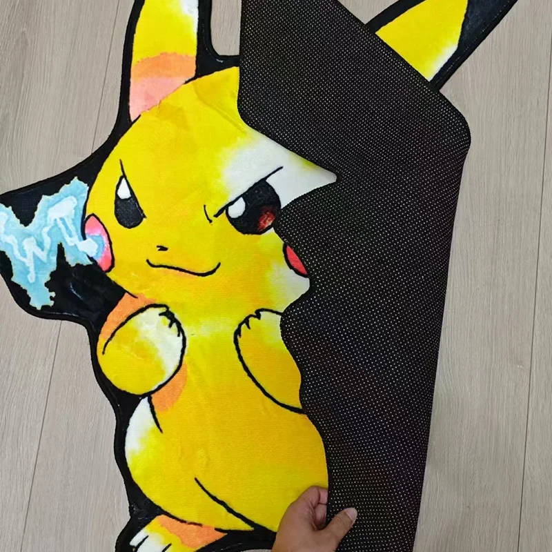 Pikachu Cartoon Rug - Soft Non-Slip Anime Carpet for Kids Room Gaming Room Decor Cute Pokemon Floor Mat Gift for Fans