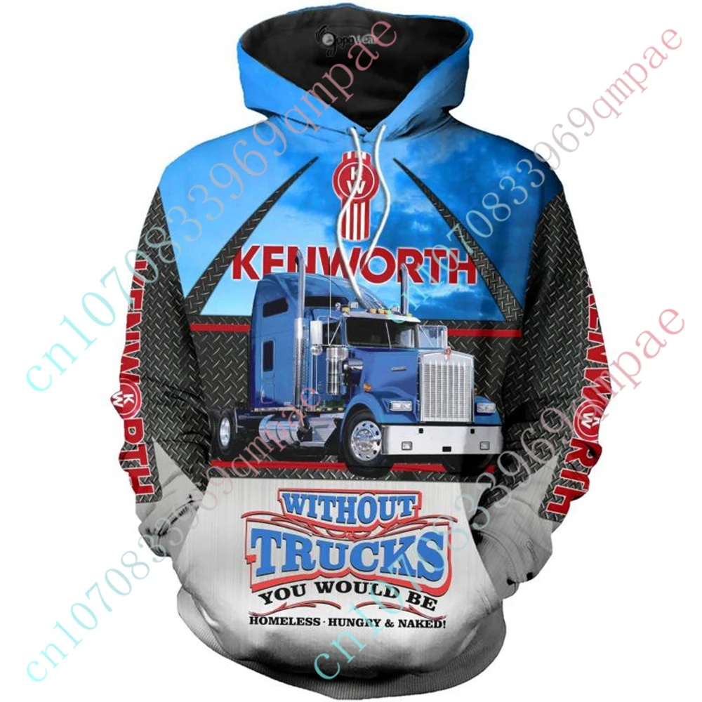 Kenworth Oversize Zip Hoodies Casual Hoodies For Men Women Harajuku Pullover Top Anime Sweatshirt Unisex Clothing Custom Logo