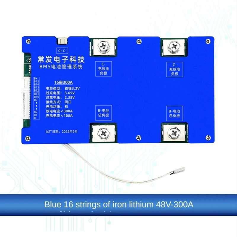 

16S 48V 300A Lifepo4 литиевая батарея BMS Защитная плата того же порта с контролем температуры (выдерживаемое напряжение 85V)