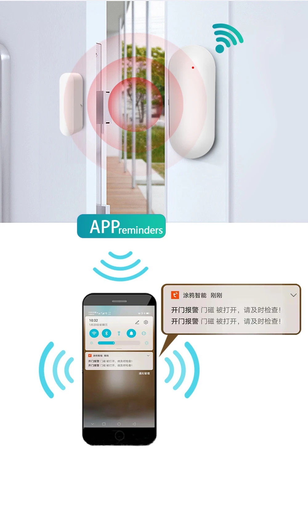 Smart Life App Smart Door rilevatori aperti/chiusi sensore finestra Wifi sensore porta intelligente magnetico indipendente controllo App Alexa Tuya