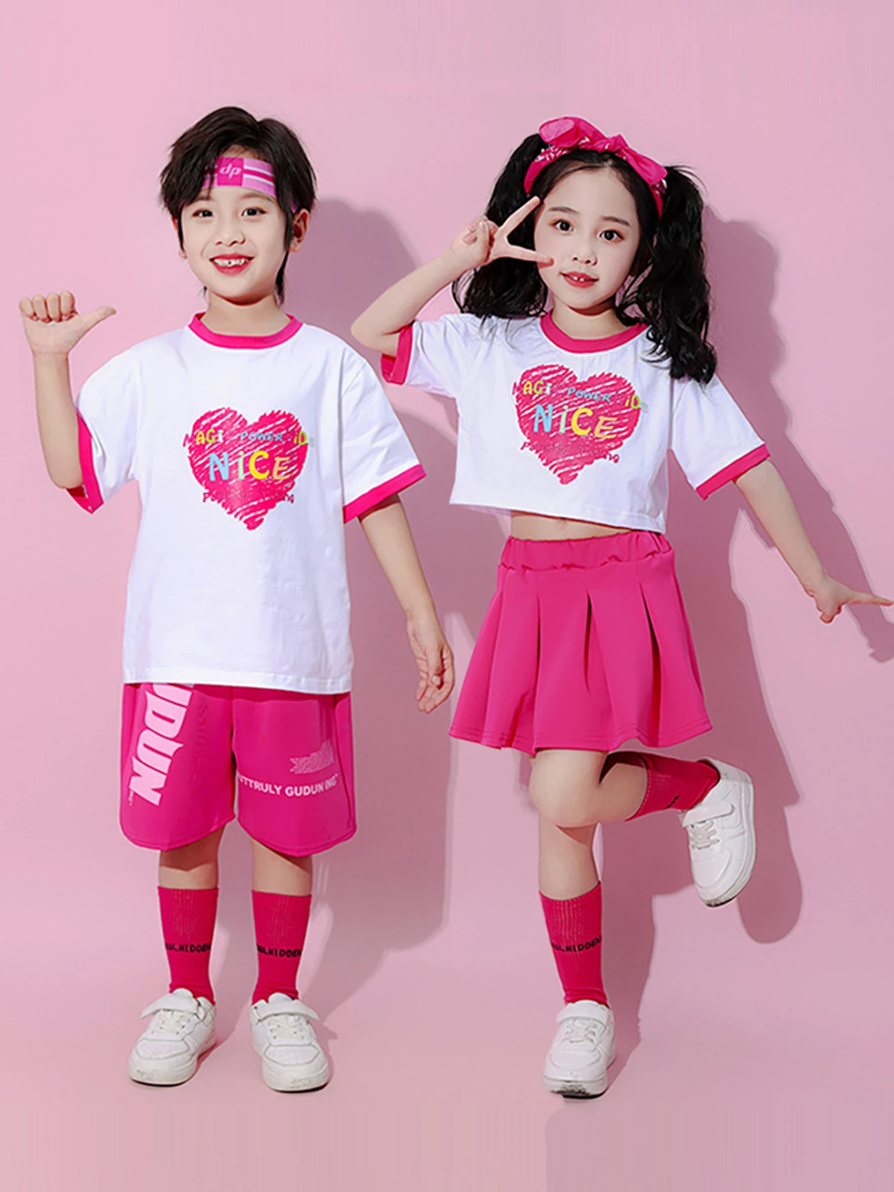 Children's Performance Outfit Primary School Speech Competition Short Sleeve Set Kindergarten Color Block School Uniform