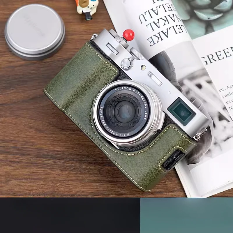 For Fuji X100VI camera bag leather case base x100vi micro-single imitation leather buffalo pattern base removable battery