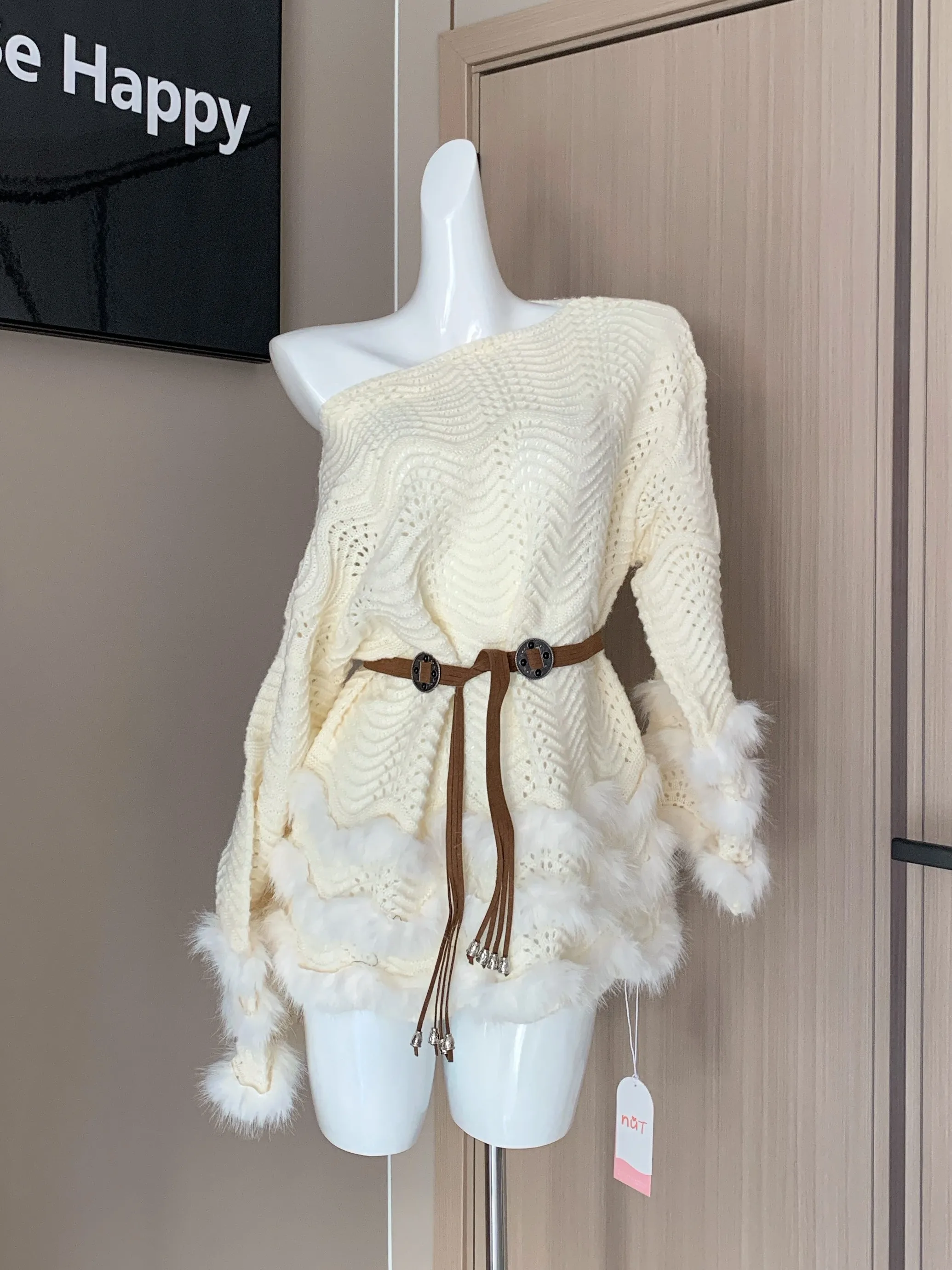 Pure Desire Spicy Girl Plu Splice Long Sve Maglione lavorato a maglia Top ampio di media lunghezza da donna per l'inizio dell'autunno 2025