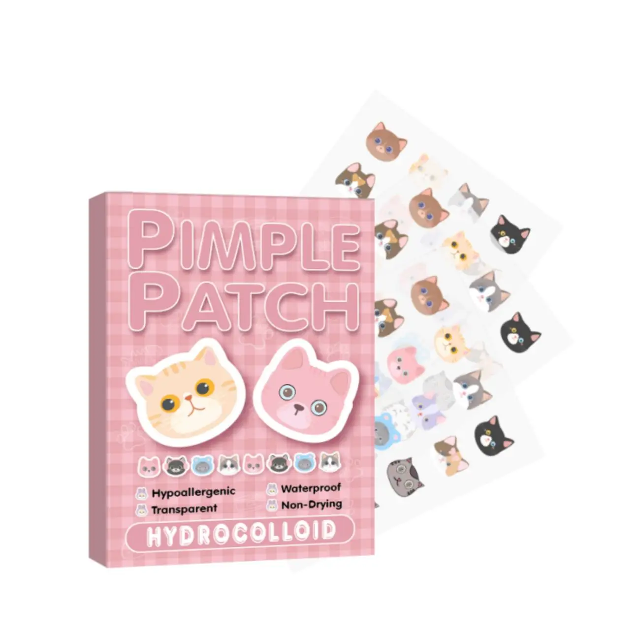 رقع حب الشباب بحمض الساليسيليك - ملصقات غير مرئية ولطيفة على شكل قطة لمحاربة البثور وتهدئة البشرة