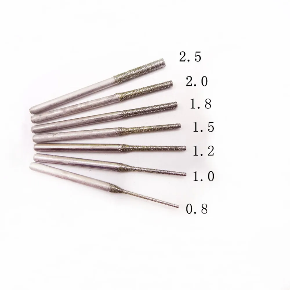5/10/20 Pcs Diamond Burr Grinding Polishing 0.5-2.5mm Drill Bit 2.35 Shank For Jewelry Engraving Carving Peeled Rotary Tools