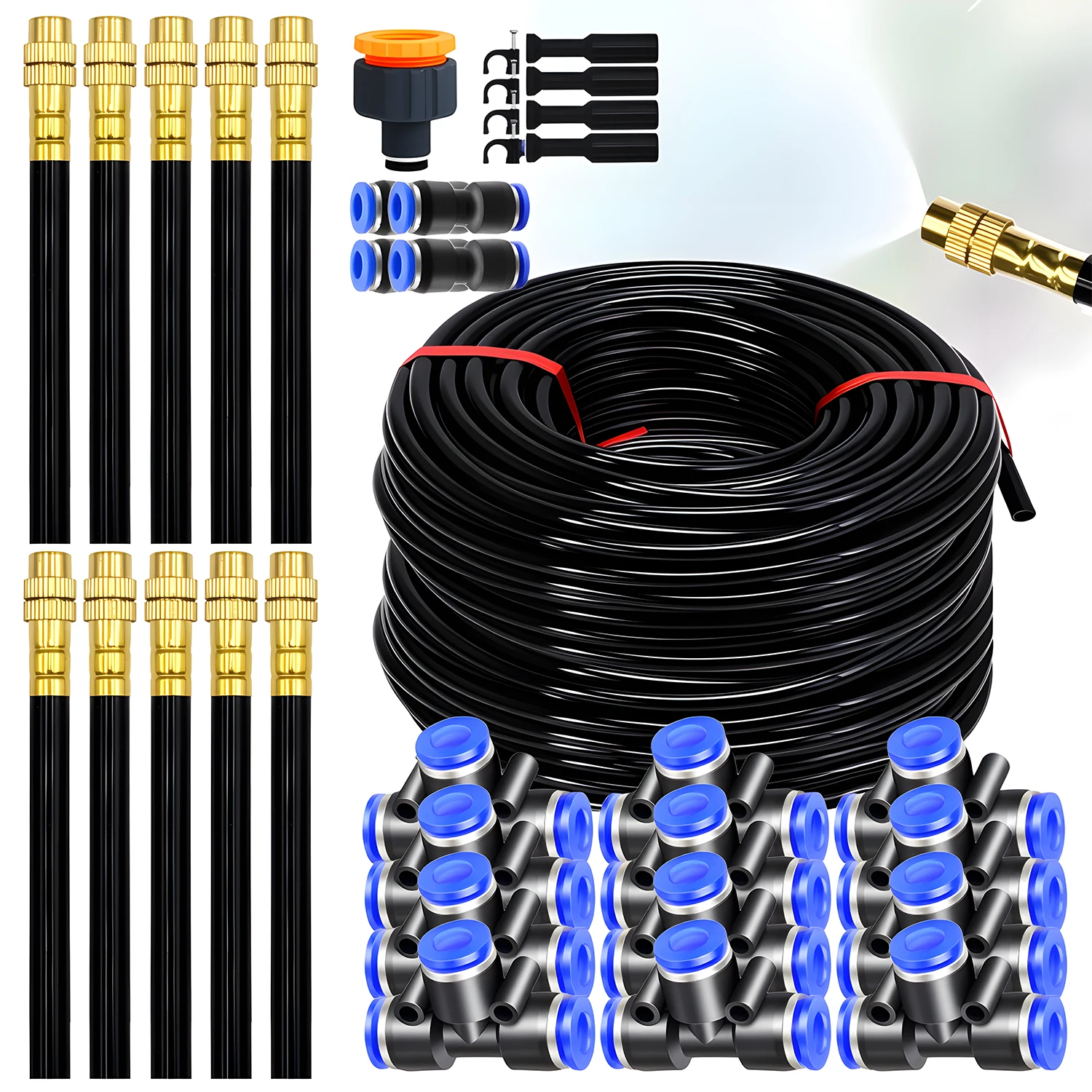 

30M-5M DIY Free Bending Universal Sprayer Kit 8mm Hose Patio Misting Cooling System for Garden Plant Fogging Watering Irrigation