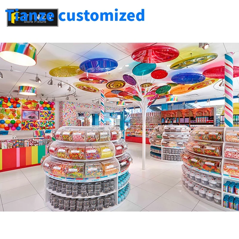 （customized）Modern Style Candy Shop Interior Design Colourful Candy Shop Decorations Furniture Sale