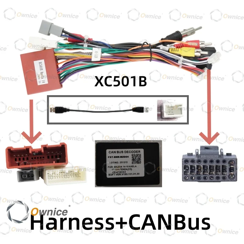 Ownice Car Radio Power Cable Harness Canbus For Madaz 6 Atenza 2017 - 2019 Audio Adaptor Cable Android Head Unit dvd play