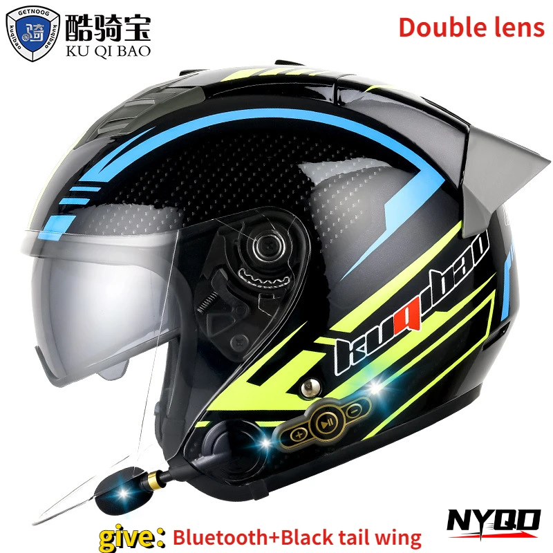 

KUQIBAO Motorcycle Helmet Built-In Bluetooth Motorbike Helmet Anti-Fog HD Lens Motocross Helmets DOT Approval ABS Crash Casco