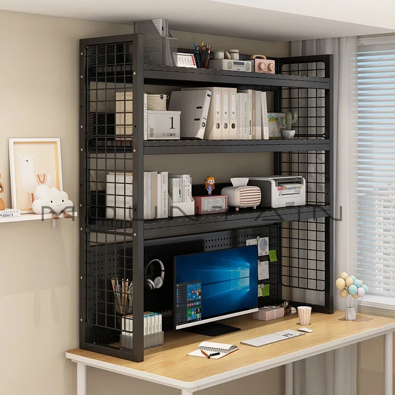Desktop bookshelf, hole board, shelf, three-layer storage, printer, computer height increase