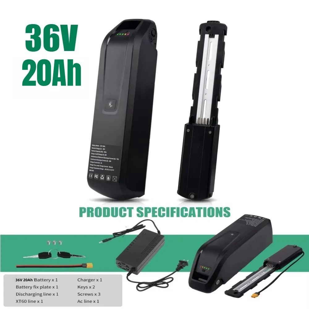 EU Voorraad 4-Pin Hailong Batterij 48V 36V 10Ah 20Ah voor Bafang BBS02 BBS03 BBSHD Motor Hailong batterij 36V Hailong 48V Met Lader