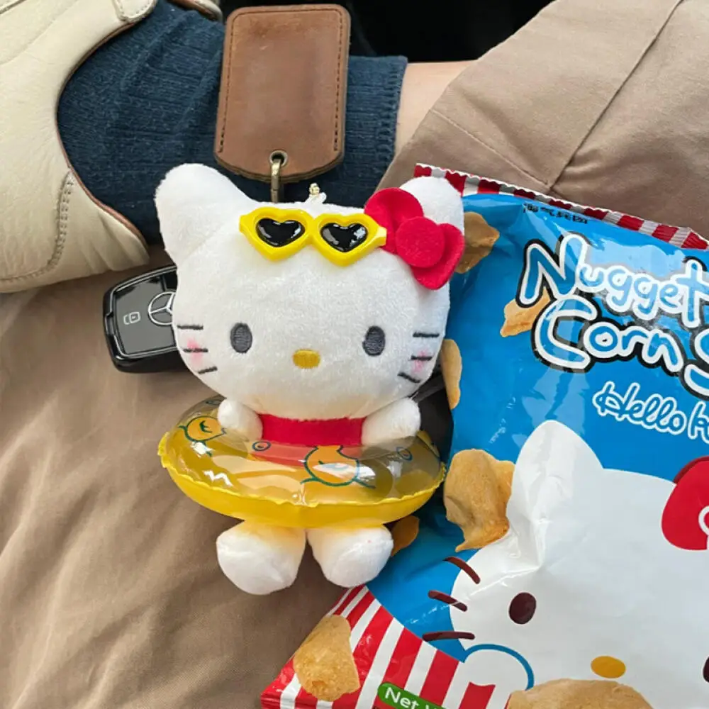 Kawaii سانريو مرحبا كيتي أفخم قلادة الأزرق الداكن هاواي بيكيني المفاتيح الكرتون على ظهره اكسسوارات الديكور هدية عيد ميلاد