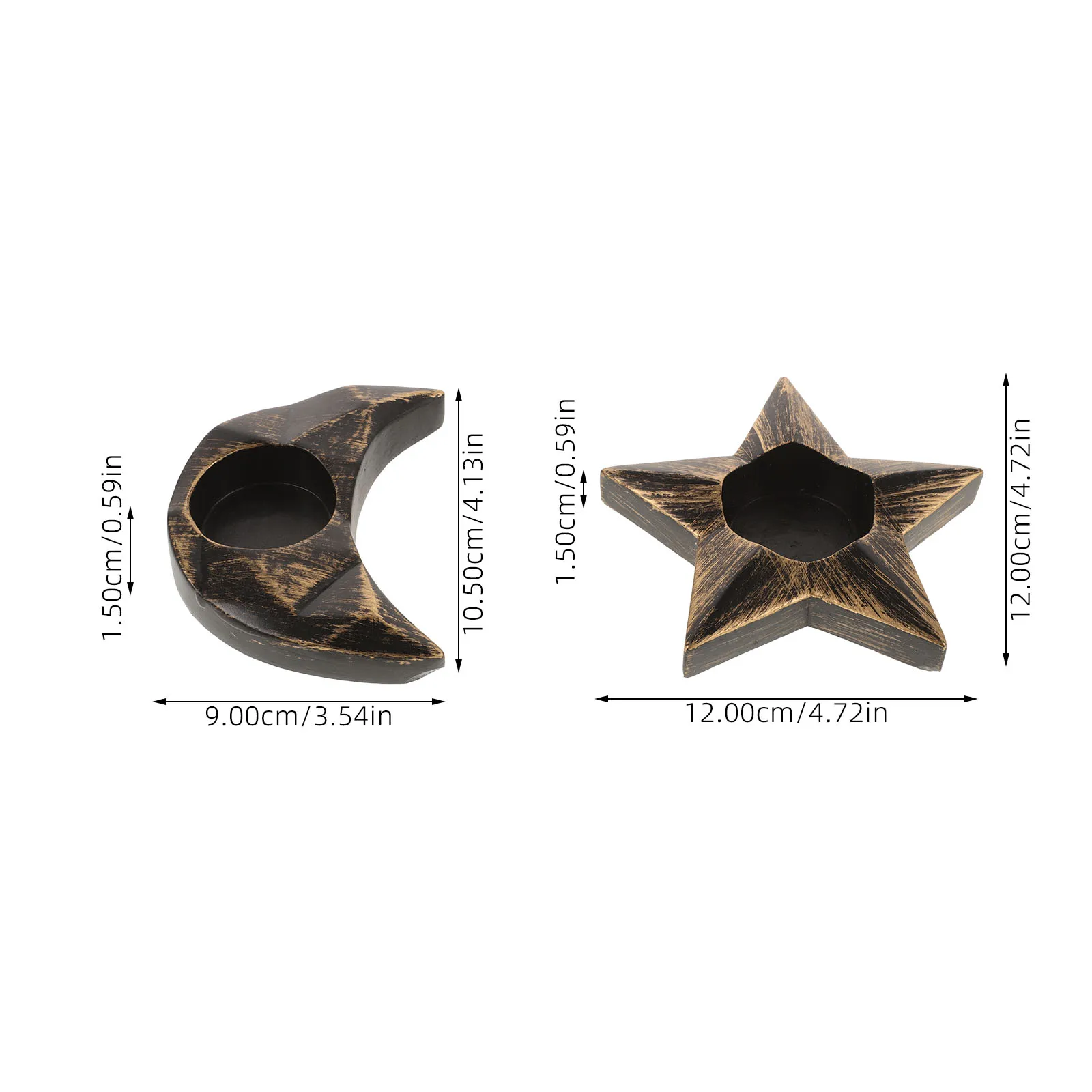 2 ชิ้น Pentagram Moon ผู้ถือถาดสีดําชาชาผู้ถือ nament ตกแต่งบ้านเรซิ่น Vintage Charm
