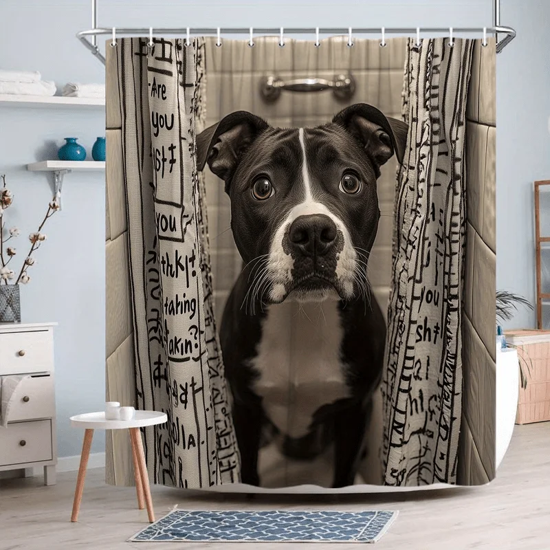 

Waterproof Dog Portrait Pitbull Shower Curtain for Bathroom Decor Pet Lovers Home Accent Curtain 180x180cm Artistic Unique Gift