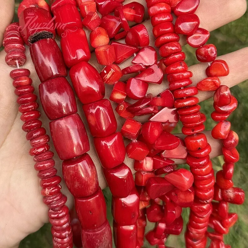 Orange Red Pink Coral Freefrom Irregular Rondelle Natural Stone Spacer Beads for DIY Charm Necklace Accessories Bracelet 15 Inch