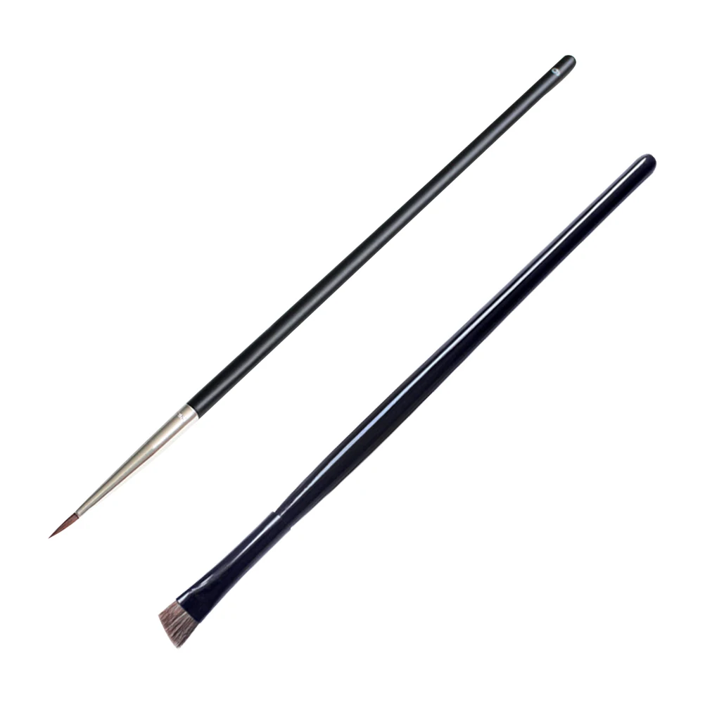 2Pcs Eyeliner Brush Eyebrow Brush Set Long Wooden Handle Makeup Tools for Eye Makeup Liquid Eyeshadow Application