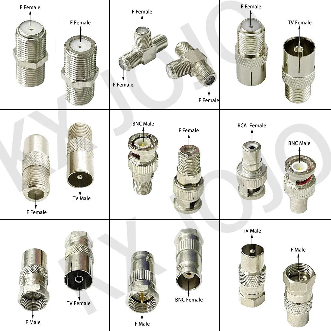 Connector Aerial Male Adapter F/TV/BNC/RCA  Female/Male Converter Satellite Coax Connector Data Sync Coaxial Plug