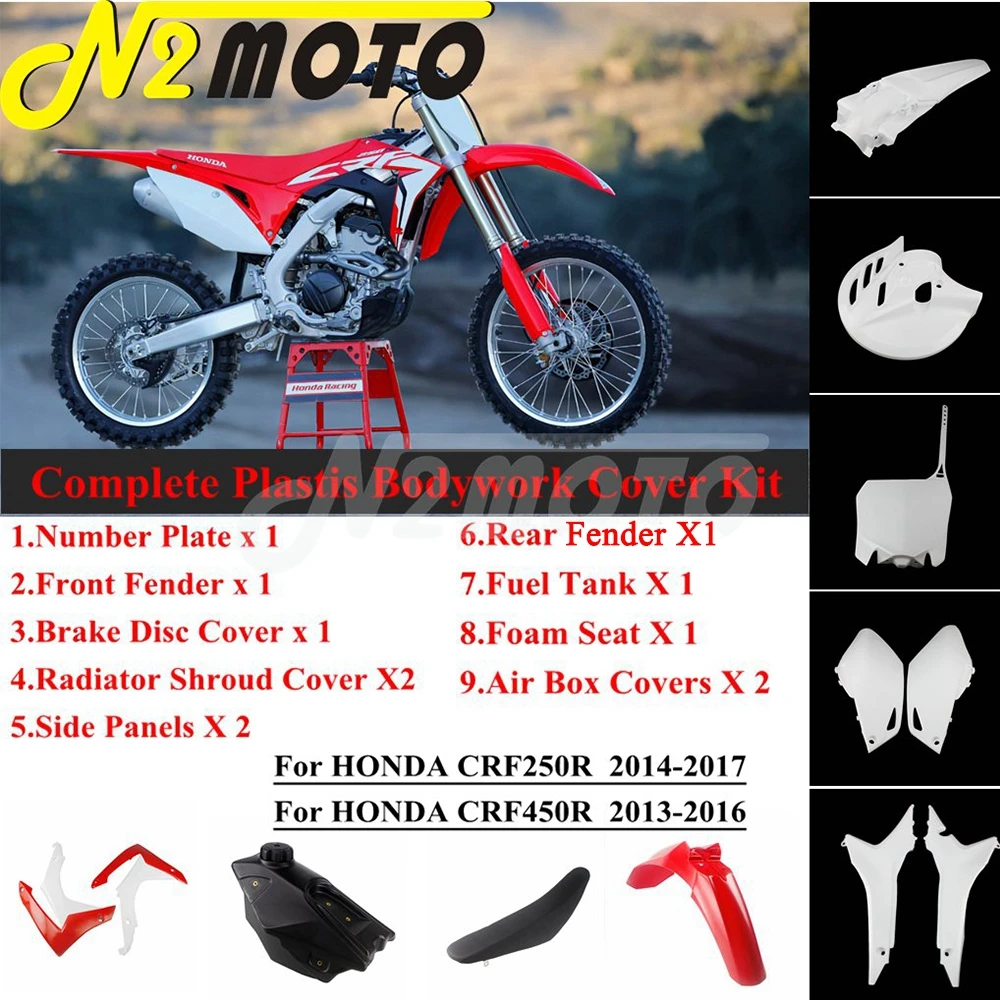 

Motorcycle Dirt Bike Plastics Full Fairing Kit For Honda CRF250R CRF 250F 2014-17 CRF450R CRF 450R 2013-16 Enduro Bodywork Frame