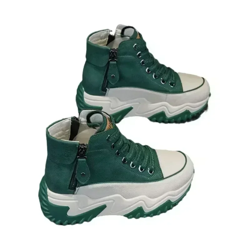 Women New Platform Sneakers 2024 Women\'s High Cut Shoes Autumn Winter Fashion Trainers Shoes Keep Warm Booties