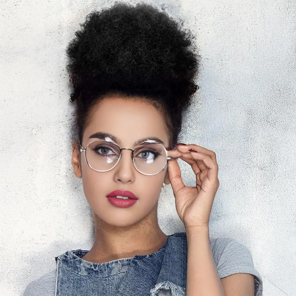 

8" Afro Puff Drawstring Ponytail Extension Black Women Afro Curly Short Extension Synthetic Kinky Bun Hairpiece With Inner Net