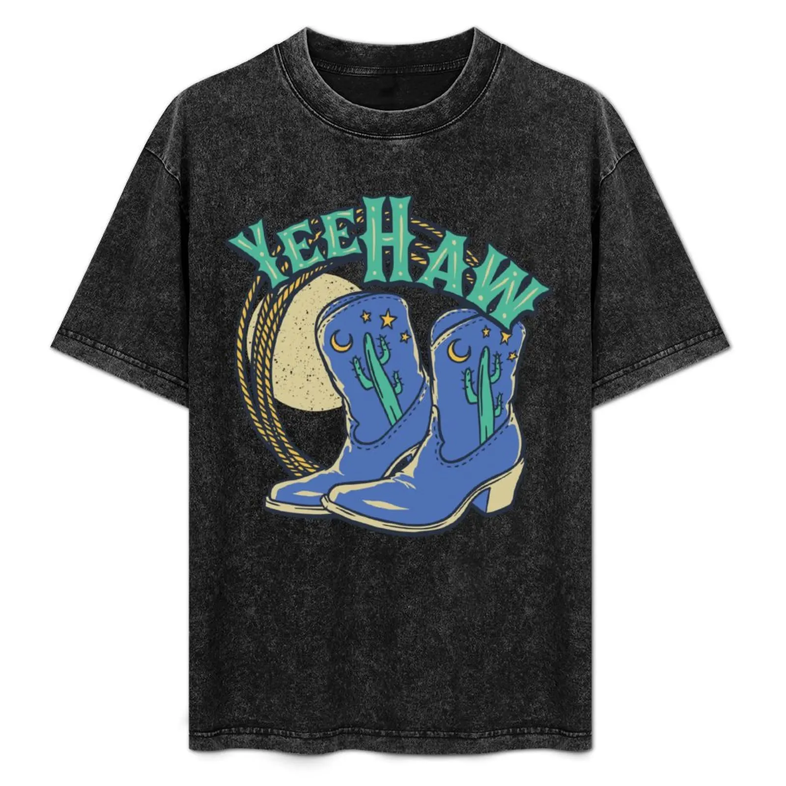 YeeHaw - These Boots Were Made for Walking Blue Cowboy Boots Desert Night Moon T-Shirt plain new edition black t shirts for men