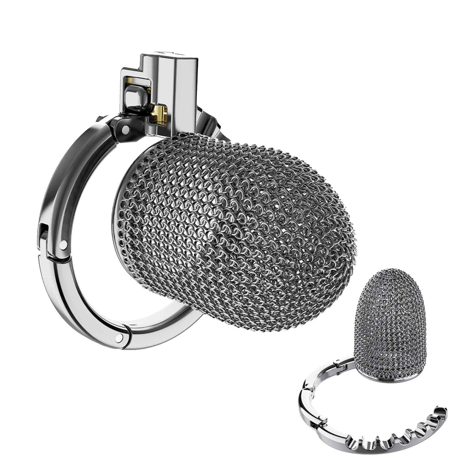 Metal Male Chastity Cage Male with Lock and Adjustable Penis Rings, Lightweight Chastity Device BDSM Gear for Men