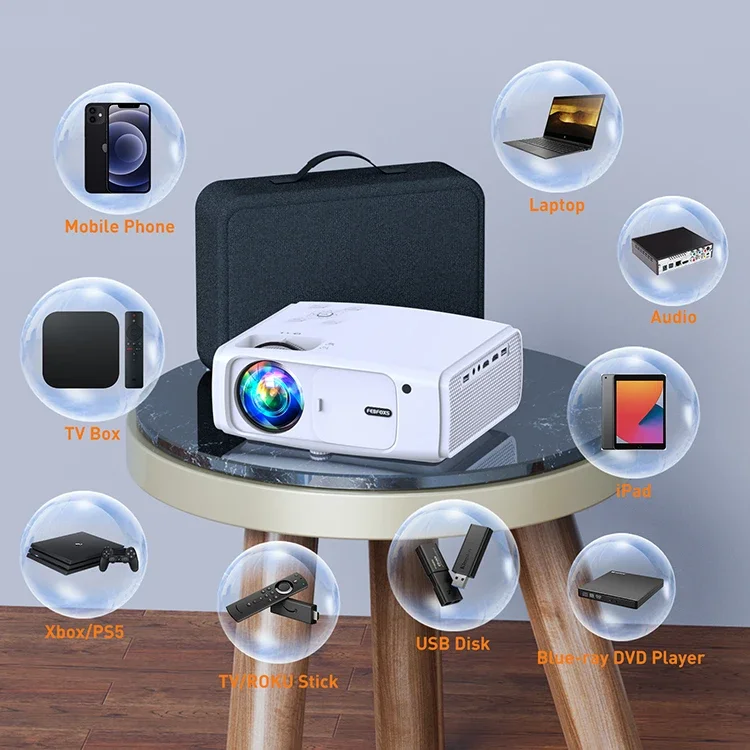 Ginger Projection Spectrum, Wifi, Bluetooth, Wiata, US 1080p, Full HD, QurSpectrum, Portable, 8500 Lumens, Retroproject, Supporte la Ration 4K, 4P