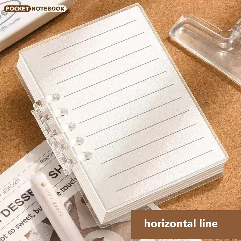 Abnehmbare Notizbücher, 80 Blatt, Notizblock, A7, transparent, lose Blätter, Schulbedarf, Schreibwaren, Mini-Skizzenbuch, Schreibblöcke, Büro – Detail 7