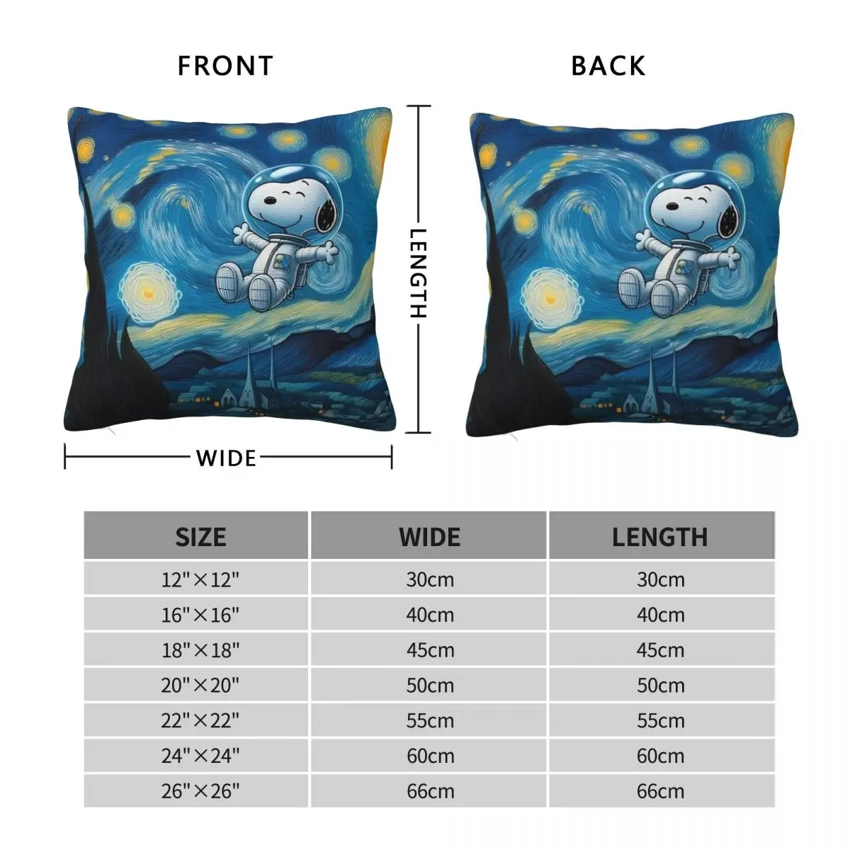 Snooy Starry Night Pop Art Pillow Case Cushion Cover Polyester Graphic Pillow Cover Kawaii Pillowcases For Sofa Home Decoration