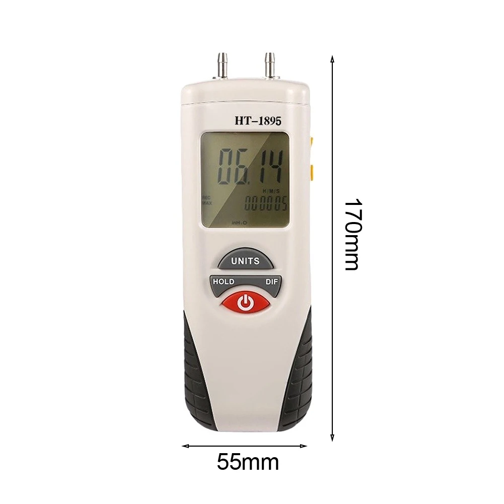 Digital Differential Pressure Meter HT-1895 Supporting 11 Units Including kPa psi mmHg mbar for Lab and Field Use