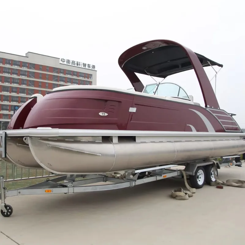 FL Customized Wholesale 27ft Fiberglass Sport Pontoon Boat with Electric Tower New Model for Sale