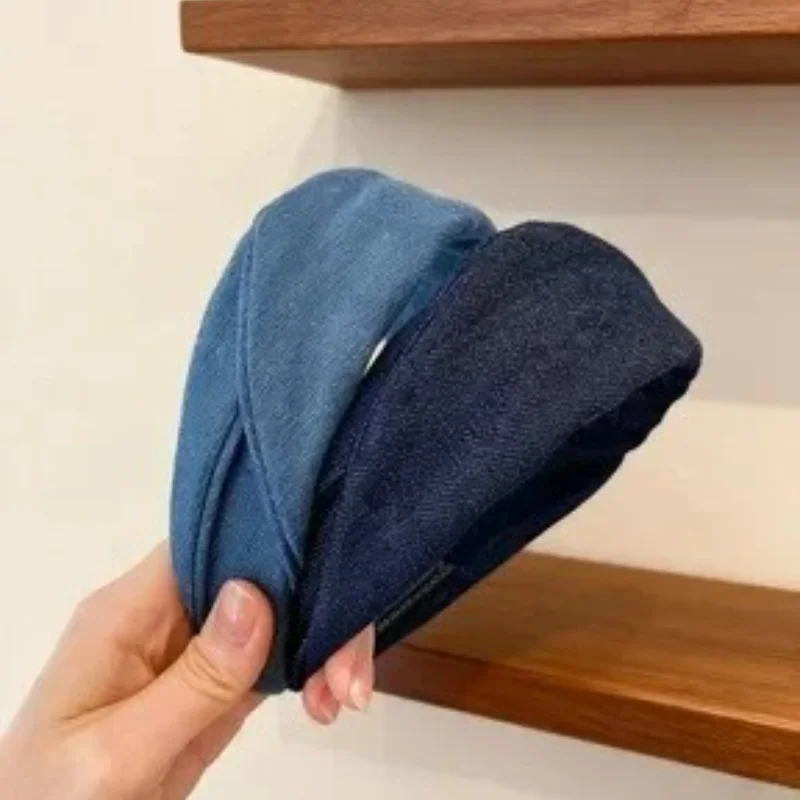 Fascia per capelli lavorata a maglia con bordo largo grigio da donna Nuovo 2025 Teschio alto Top Fermaglio per capelli Fascia per capelli Accessorio per capelli Stile coreano