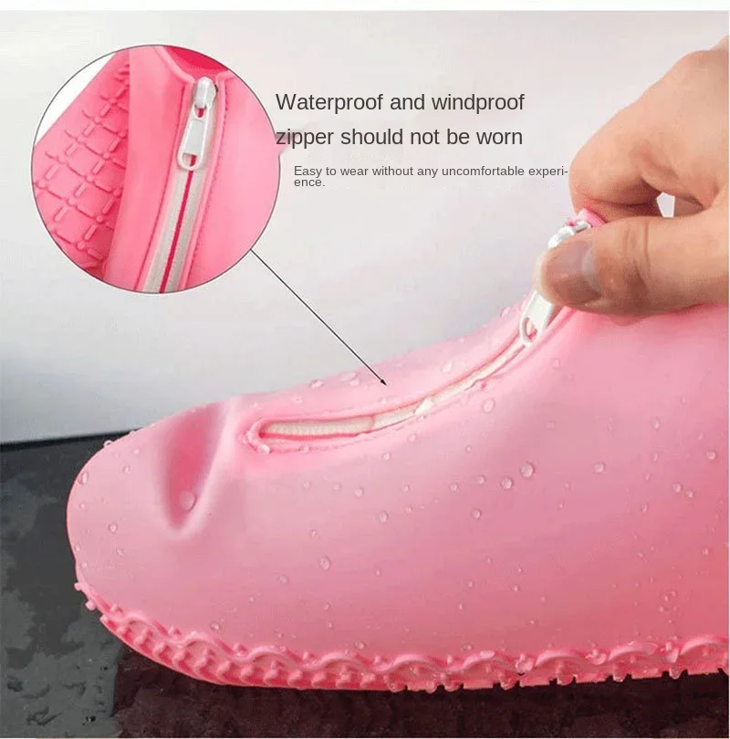 Non-slip Front Zip Shoe Covers in the Rain Waterproof Sneakers Tennis Covers Women Men Washable Silicone Shoe Galoshes