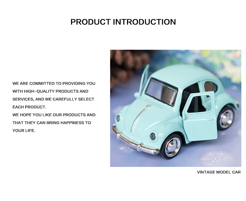 1:43 Legierung Druckguss Cartoon BEETLE Oldtimer-Modell Klassisches Rückzieh-Auto Miniaturfahrzeug-Replikat für Sammler und als Geschenk – Detail 3