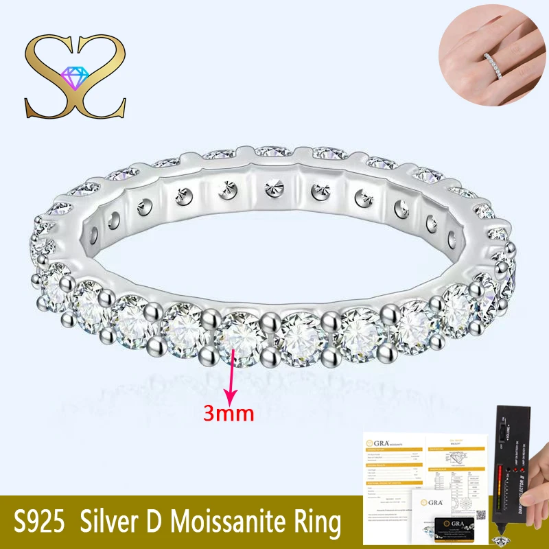 High-quality S925 Sterling Silver Ring D VVS1 Moissanite Stone V Shape Rings Fine Jewellry