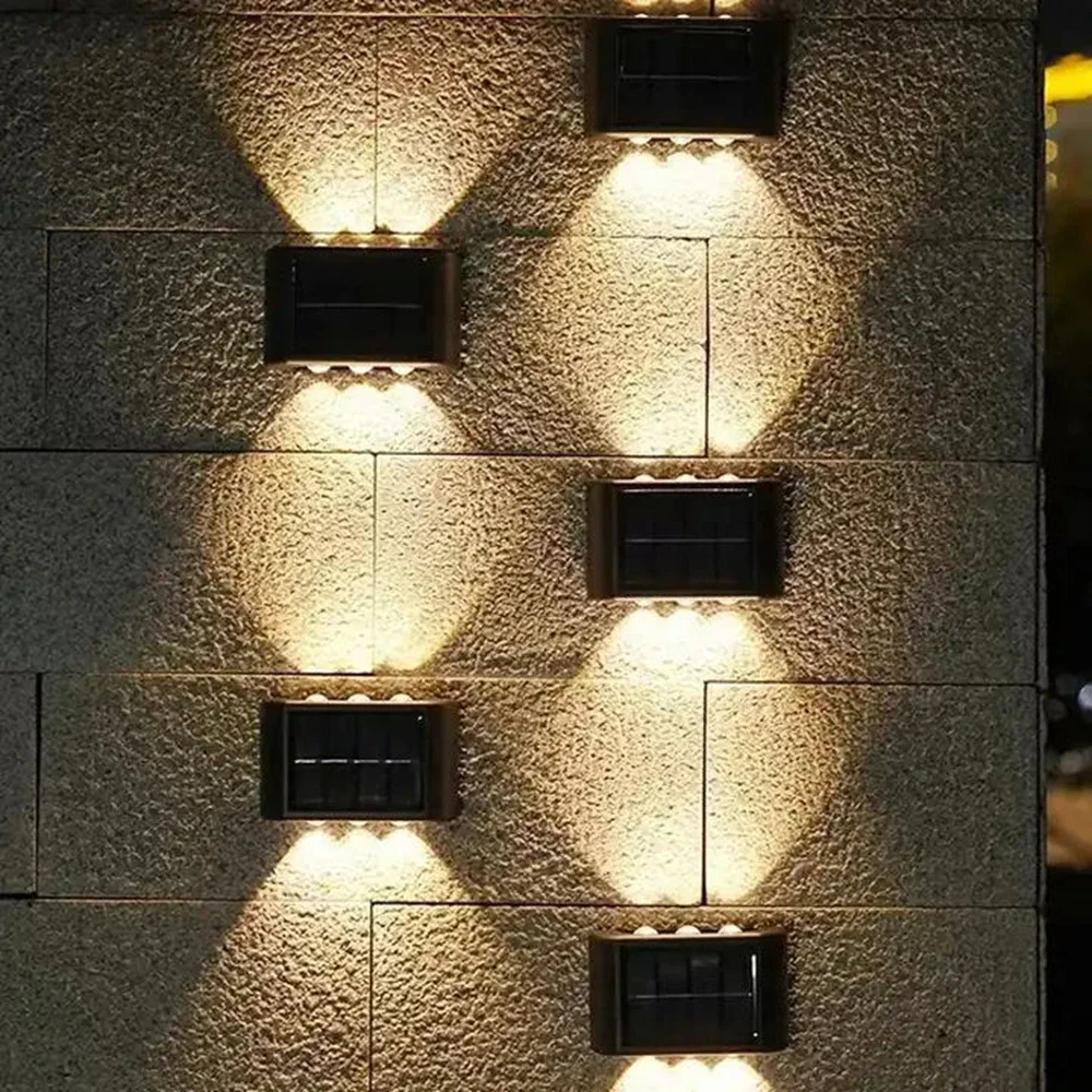 2/4/6/10LEDs Solar Wall Lamp Yard Street Decor Light Outdoor Waterproof Up and Down Luminous Lighting Garden Landscape Lamp